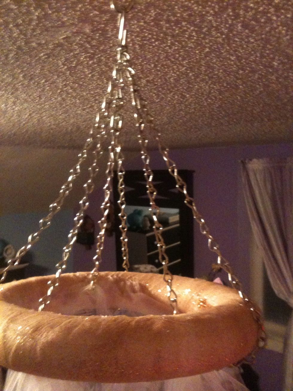 Attach the flower pot hanging materials. You could save this for last but I found that it helped me finish with the decorating so I did it next.