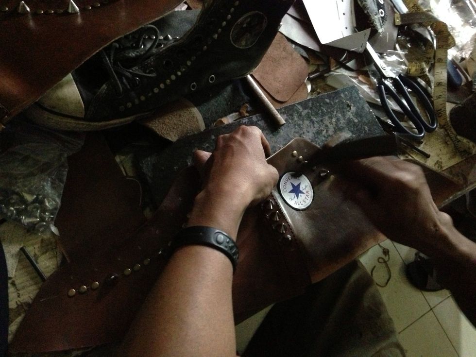 Attach the logo with glue