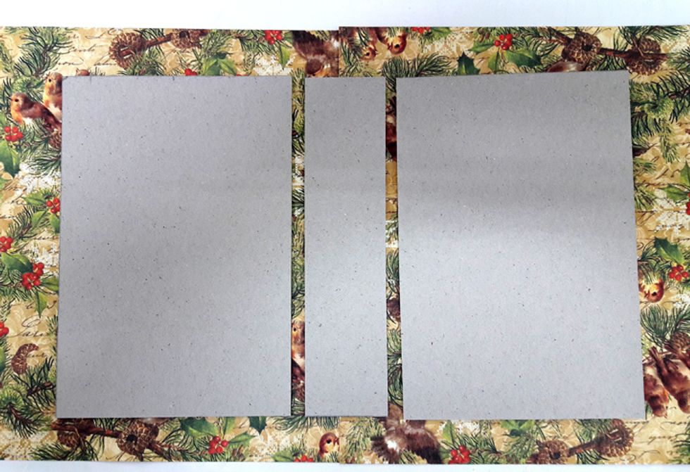 Attach two 8" x 12" double sided cardstock pieces lengthwise to create a large 15" x 12 size paper.