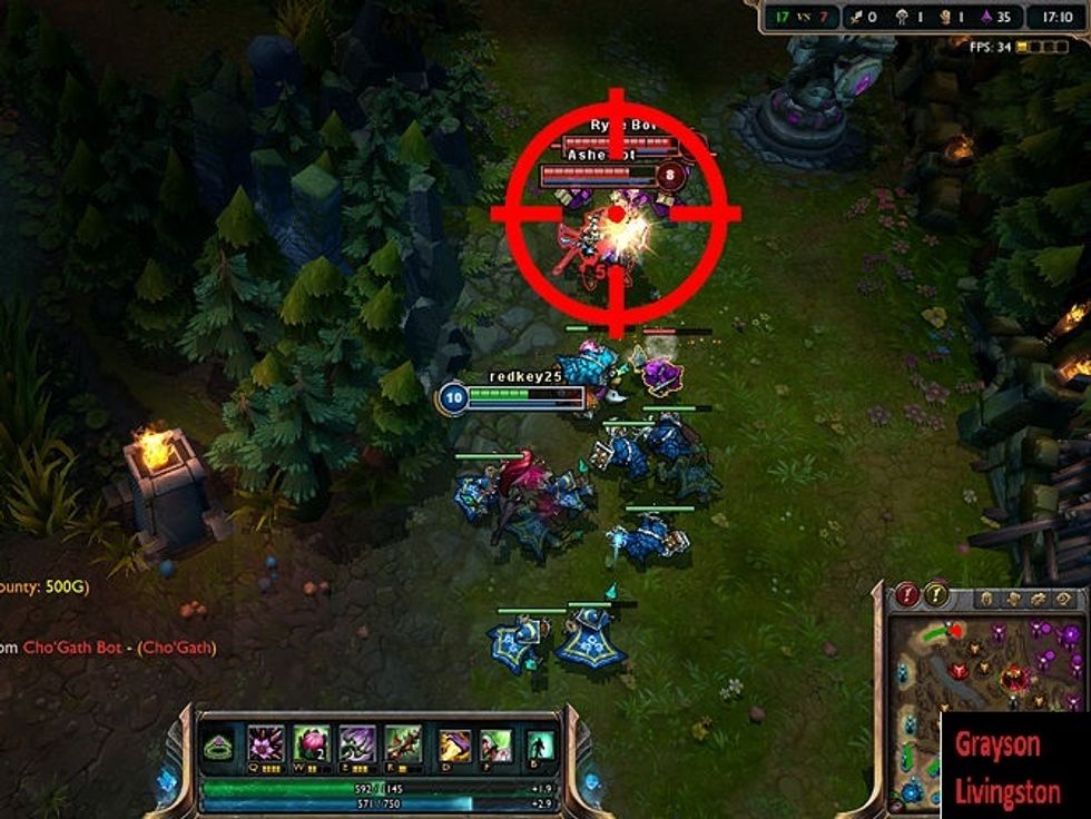 Attack the enemy. Mostly you\u2019ll be dealing with enemy Minions but you will also fight enemy champions and turrets. Attack the enemy but focus on getting to their turrets and then their nexus.