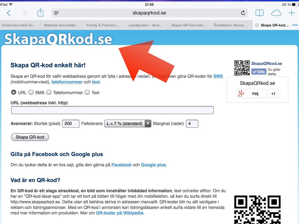 B\u00f6rja med att g\u00e5 till adressen www.skapaqrkod.se