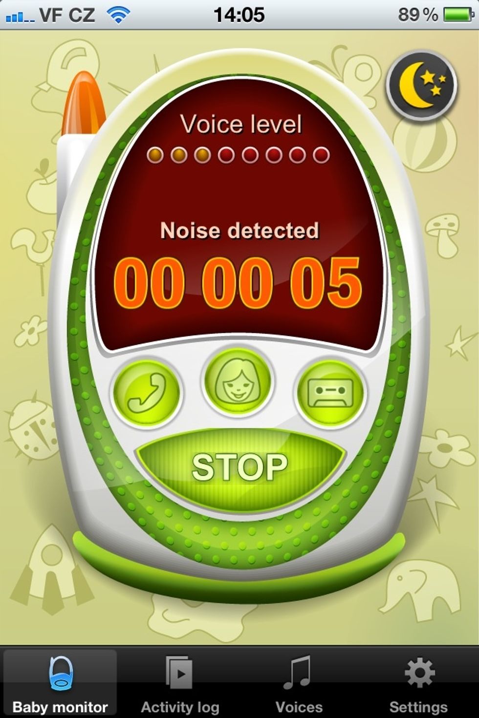 Baby Monitor & Alarm will alert you, when your baby wakes by calling on second phone.