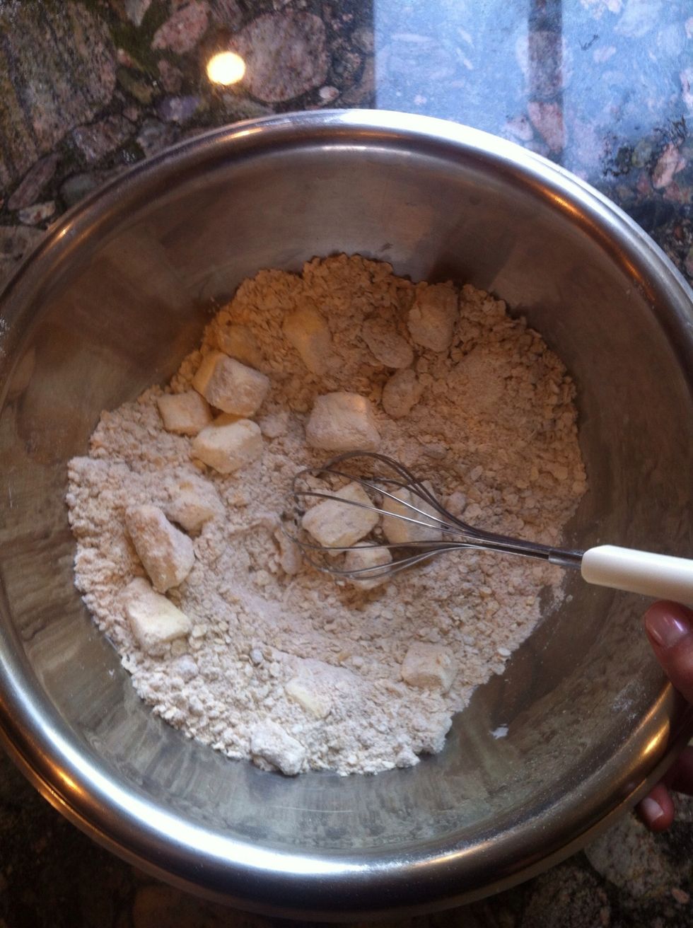 Back to your strudel mixture! Make sure your you whisk away the butter cubes so it is completely incorporated