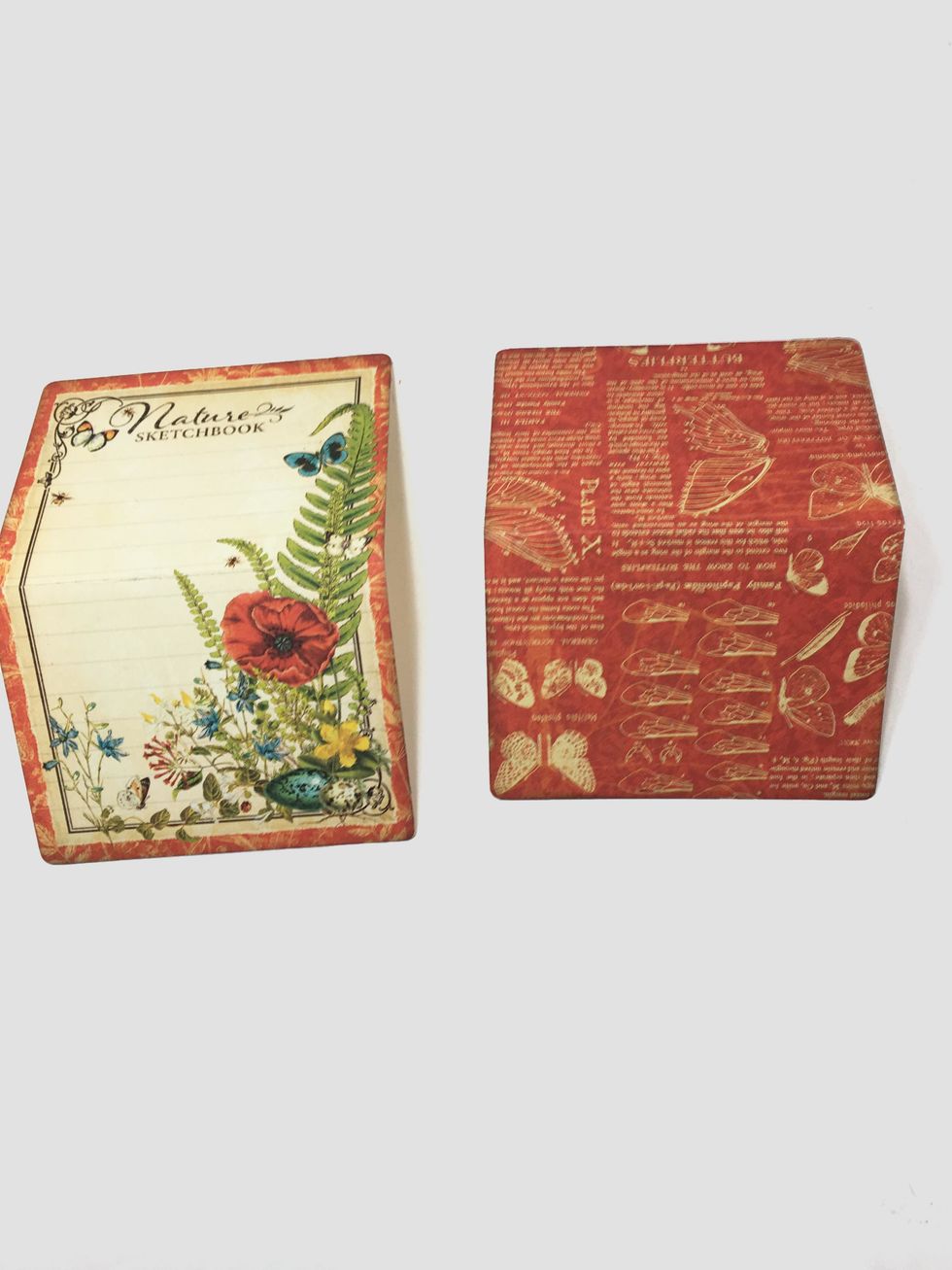 Backside of cover tag:  Take a large cutapart (or ephemera card) and fold in half.  Cut a rectangle from design paper slightly smaller, about 3 7/8" x 5 1/2" and fold in half.  Ink the edges of both.