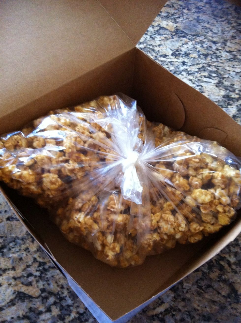 Bag up your popcorn. Tie it up tightly