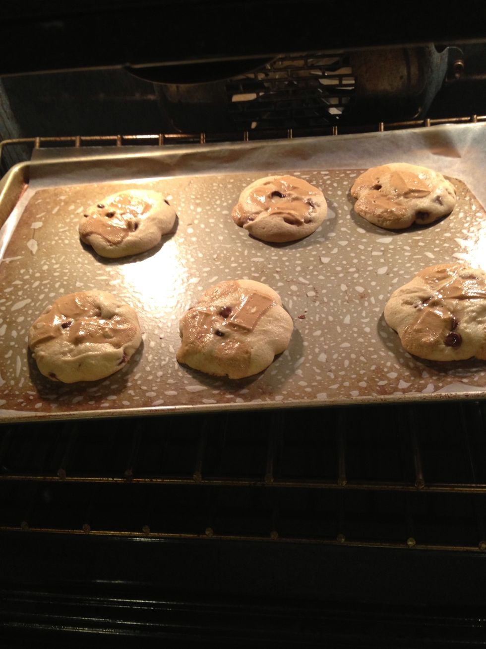 Bake 10-14 min turn pan 1/2 though. Make sure you don't overcook them. If you let them get golden brown in the over you've left them in too long they finish cooking after you take them out.