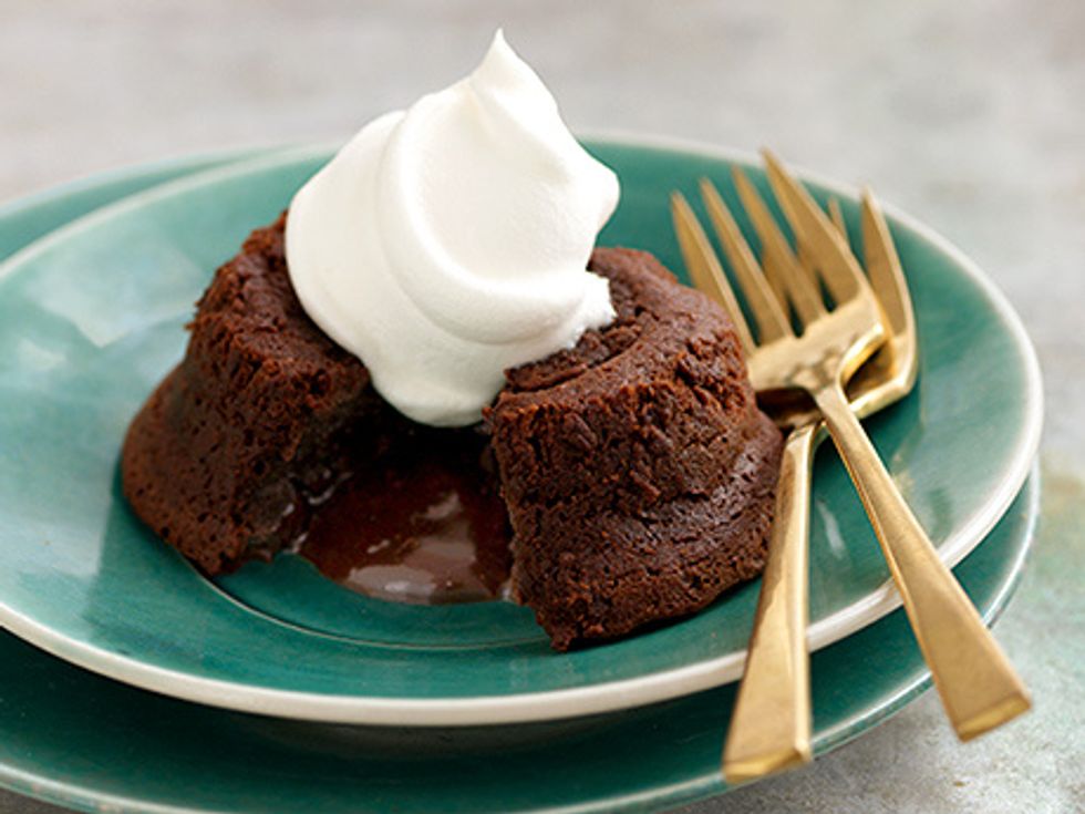 BAKE 13 to 14 min. or until edges of desserts are firm but centers are still soft. Let stand 1 min. Carefully run knife around cakes to loosen; invert into dessert plates. Serve warm with COOL WHIP.
