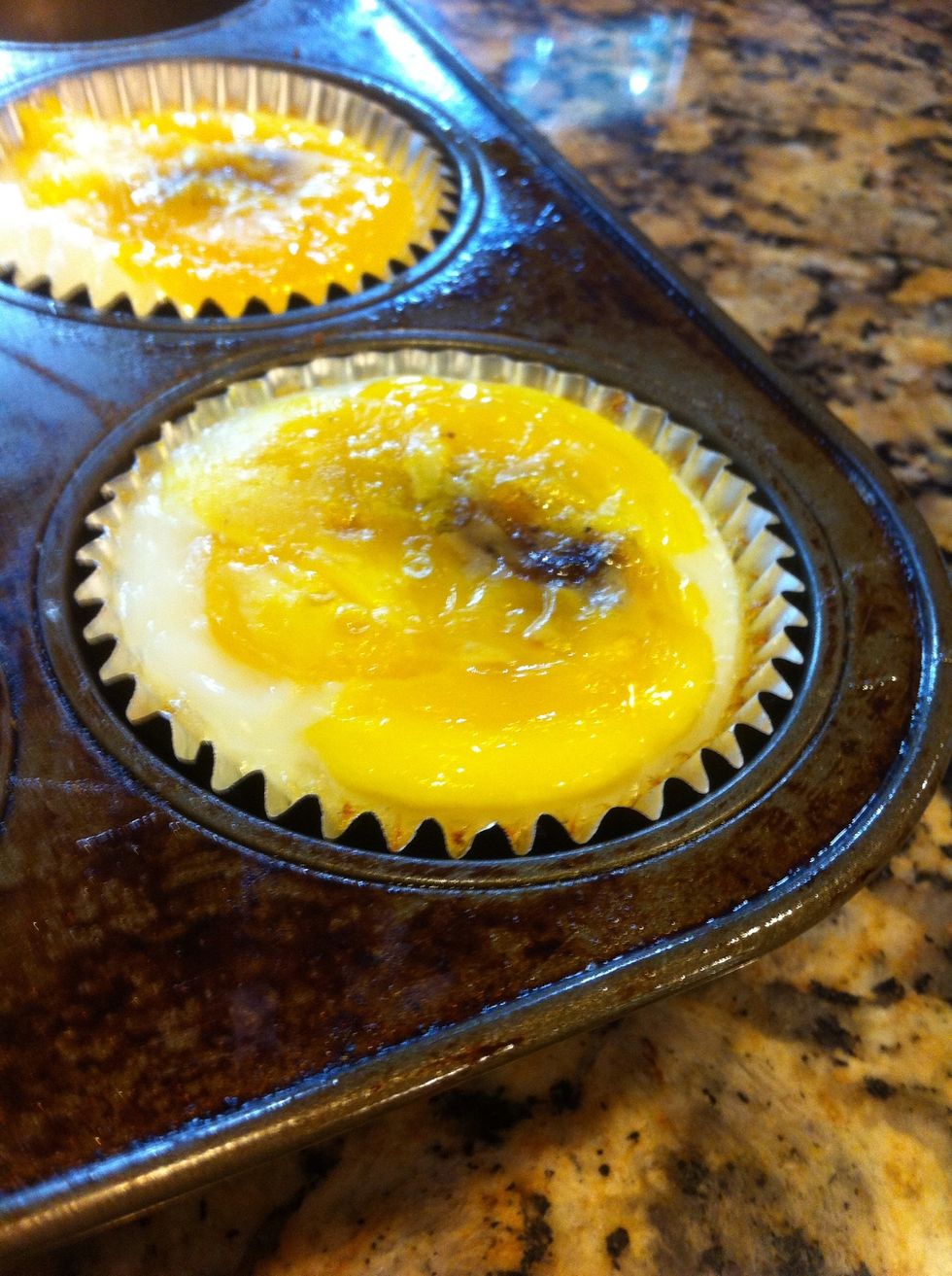 Bake 15-20 minutes. I like my eggs well done. So if you like them more runny, start checking them at the 15 minute mark.