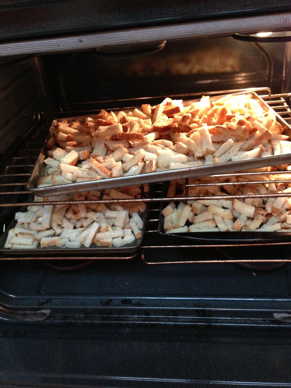 Bake 275\u00b0 20 minutes. Remove and turn strips, rearranging so moist underside is on top. Bake 5-10 minutes more or simply turn off oven, crack door open & let cool in oven.