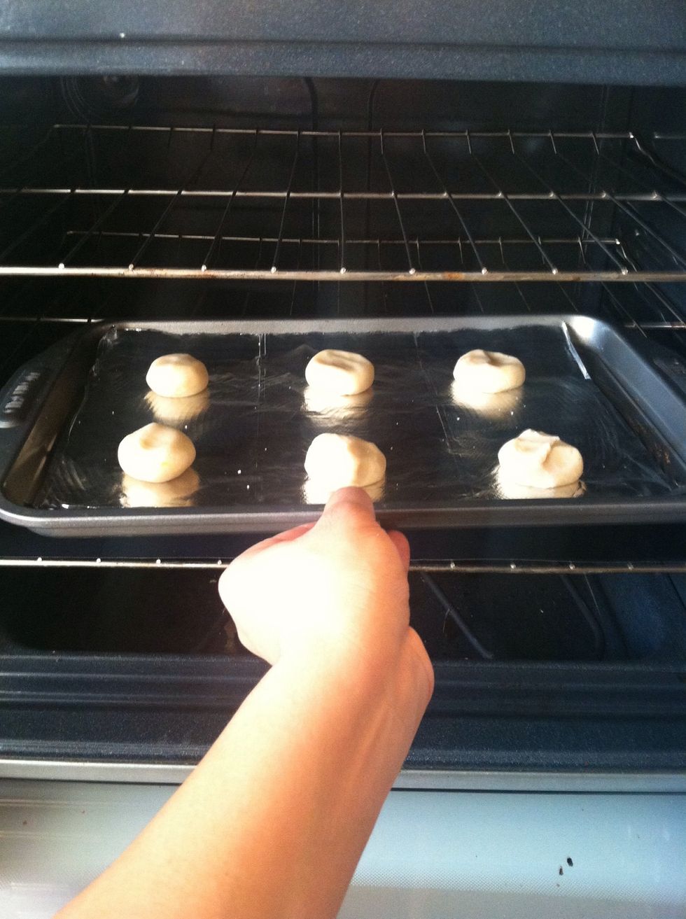 Bake according to box. I didn't flatten them out, which I found out that I should have. You want flatter cookies, otherwise they will look like mountains.\ud83d\uddfb