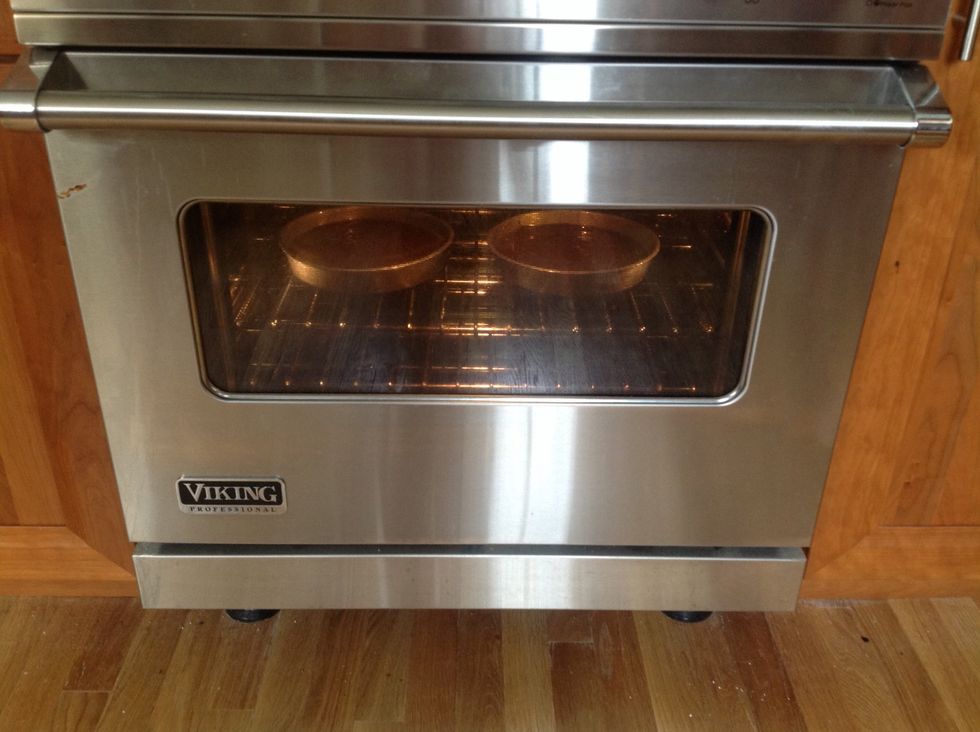 Bake at 350 degrees for 35 minutes or until toothpick inserted into the center comes out clean.