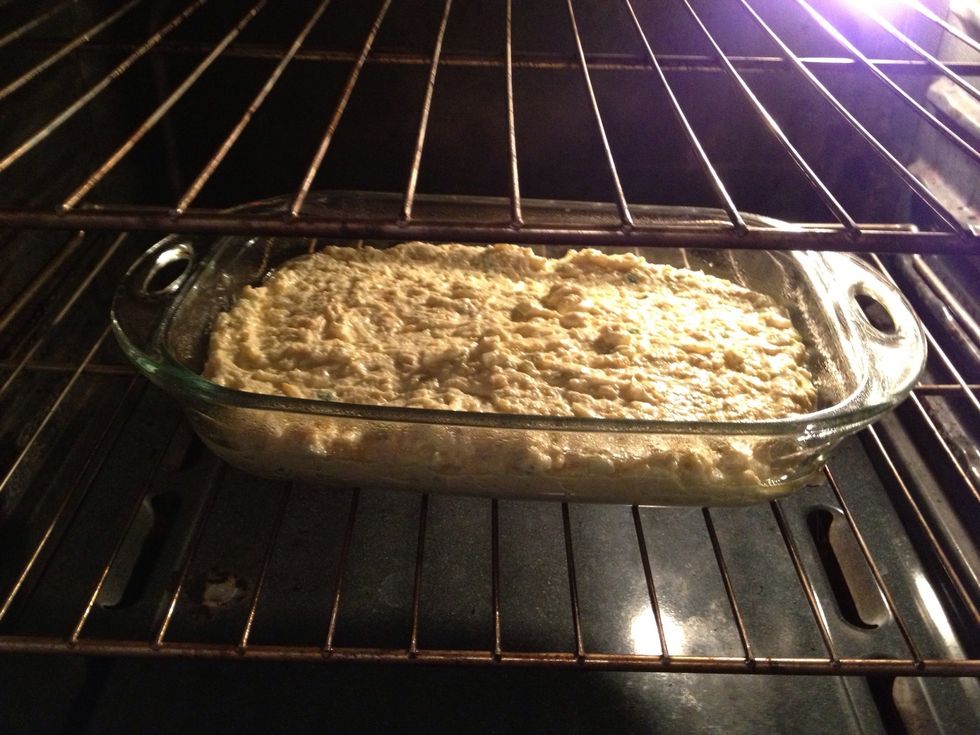 Bake at 350\u00b0 for 55 minutes or until lightly browned