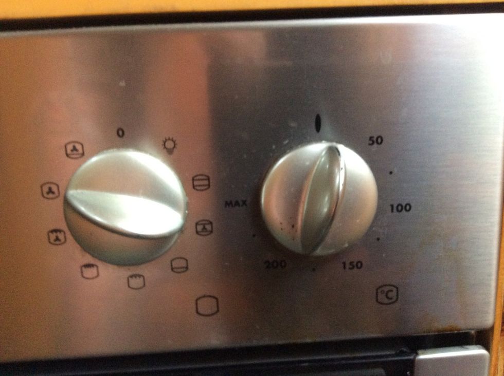 bake at about 180 degrees celsius