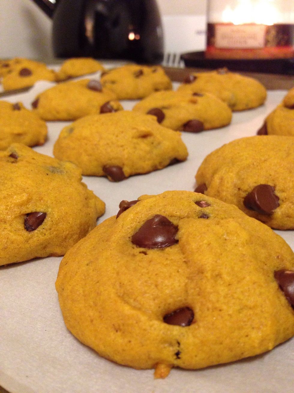 Bake for 12-13 minutes, remove from oven, let cool on pan for 5 minutes, then transfer to wire cooling rack - try not to gobble them all up before they cool! :)