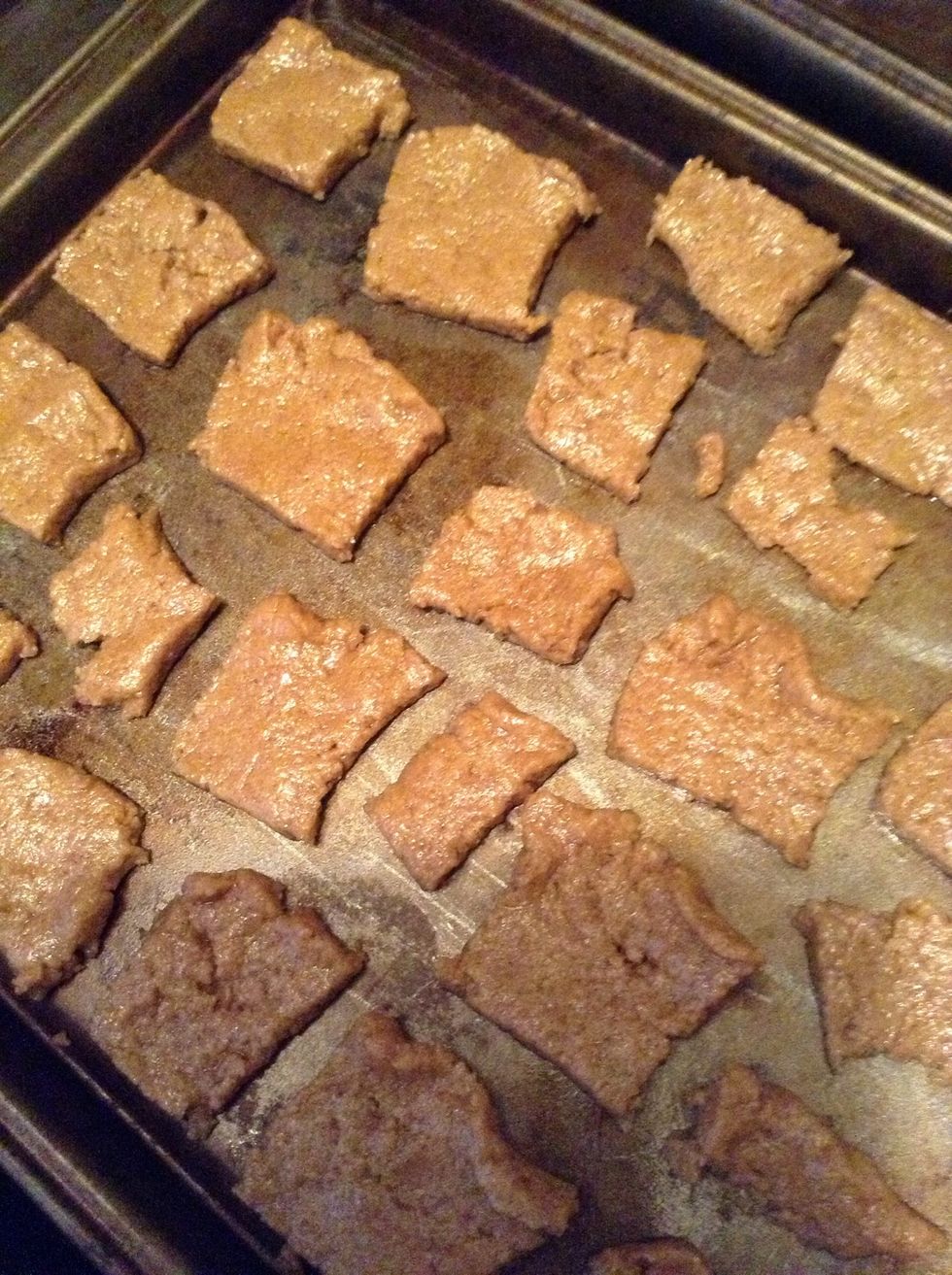 Bake for 12-15 minutes depending if you want a softer cracker or crispy. If you are making the crackers for a crust leave them in for longer for that crispy texture.