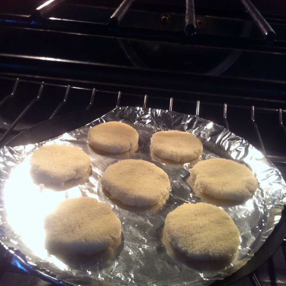 Bake for 15 minutes or till the cookies are light golden brown around the edges.