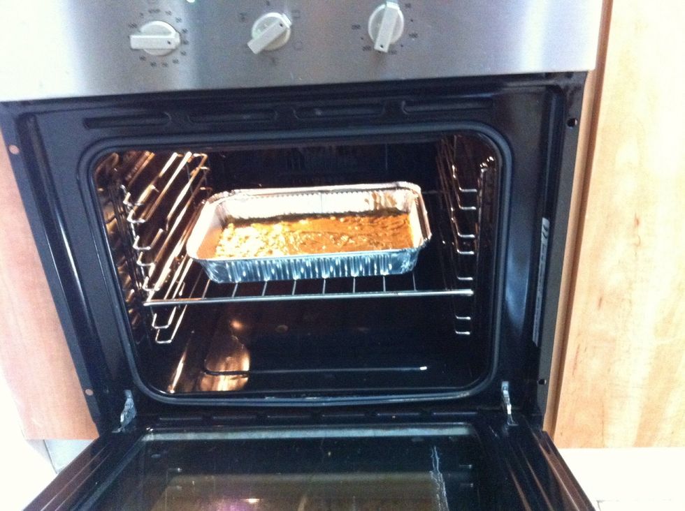 Bake for 25-35 min. It depends on the oven and the tray. The cake is ready when toothpick comes out dry.