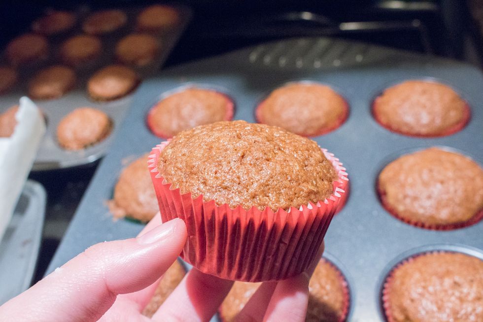 Bake for 25 minutes or until cake tester comes out clean and voila your carrot cupcakes! Ice with cream cheese buttercream icing.