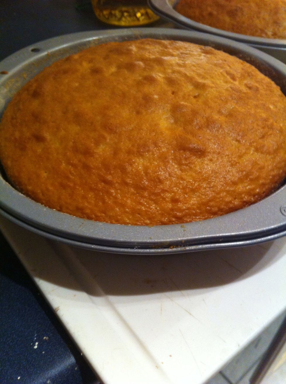 Bake for 33 to 36 minutes ( these took 32 minutes) keep a watch on cakes and when toothpick inserted comes out clean, remove from let cool. You can then eat or decorate...