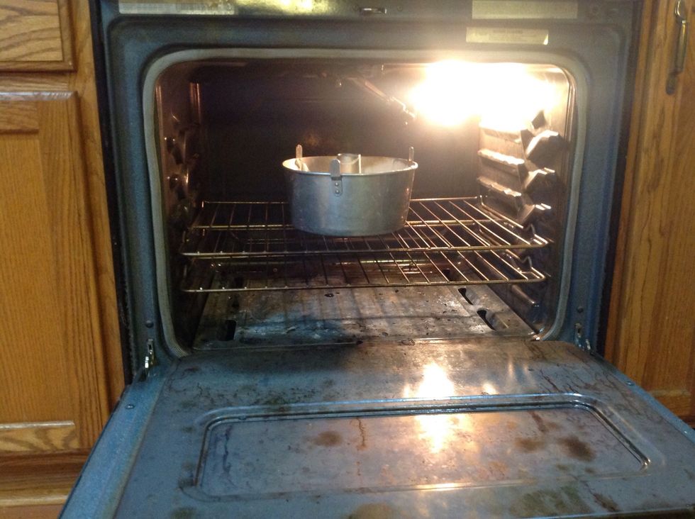 Bake for 35 minutes and when it's done poke the cake with a wooden skewer to check if it's done if not done bake for another 3 minutes.