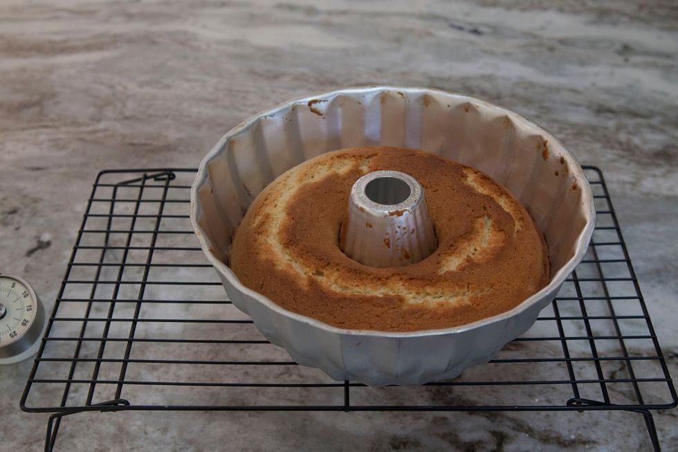 Bake for 40-50 minutes, or until a toothpick comes out clean. Cool the cake in the pan for 10 minutes.