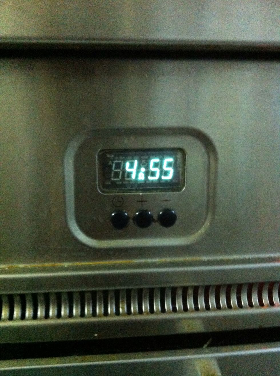 Bake for 5 minutes, rotate it half way using a pair of toungs