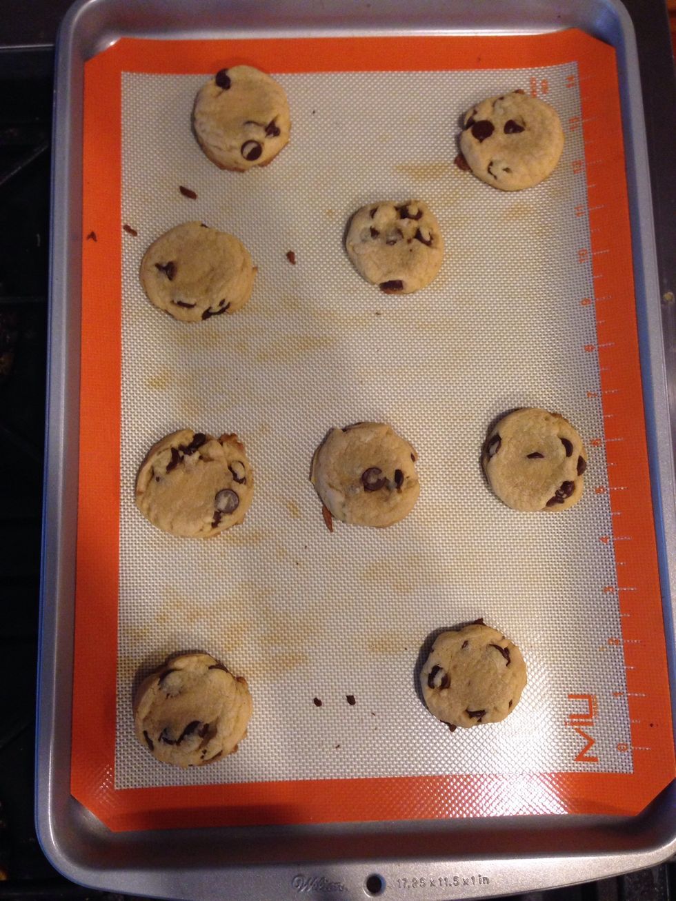 Bake for 8-10 minutes at 350 degrees Fahrenheit.