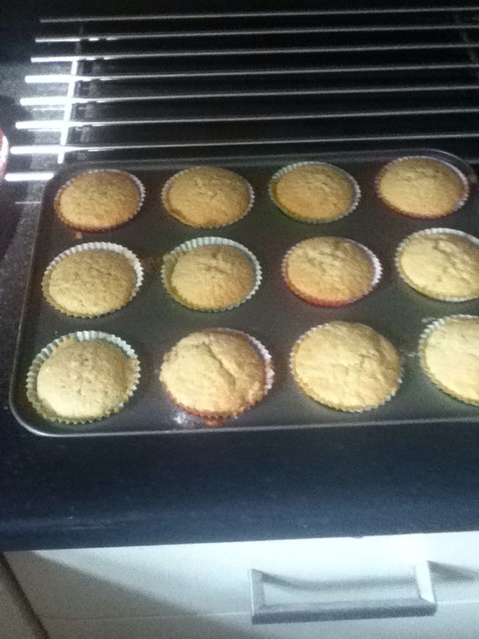 Bake for about 20 minutes until golden, firm and springy when you give them a light tap. Place them on a wire cooling rack and let them cool down completely.