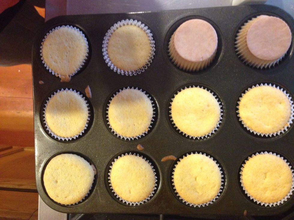 Bake for about 20 minutes until springy to touch, and then for the best results, let them cool upside down. You can see, I just flipped them over in the pan, and it worked perfectly!