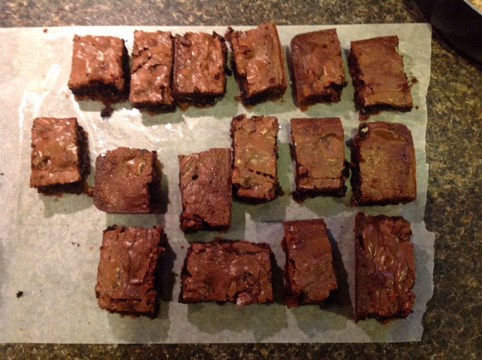 Bake for about 35 minutes or until a toothpick or fork comes out of the bar clean.