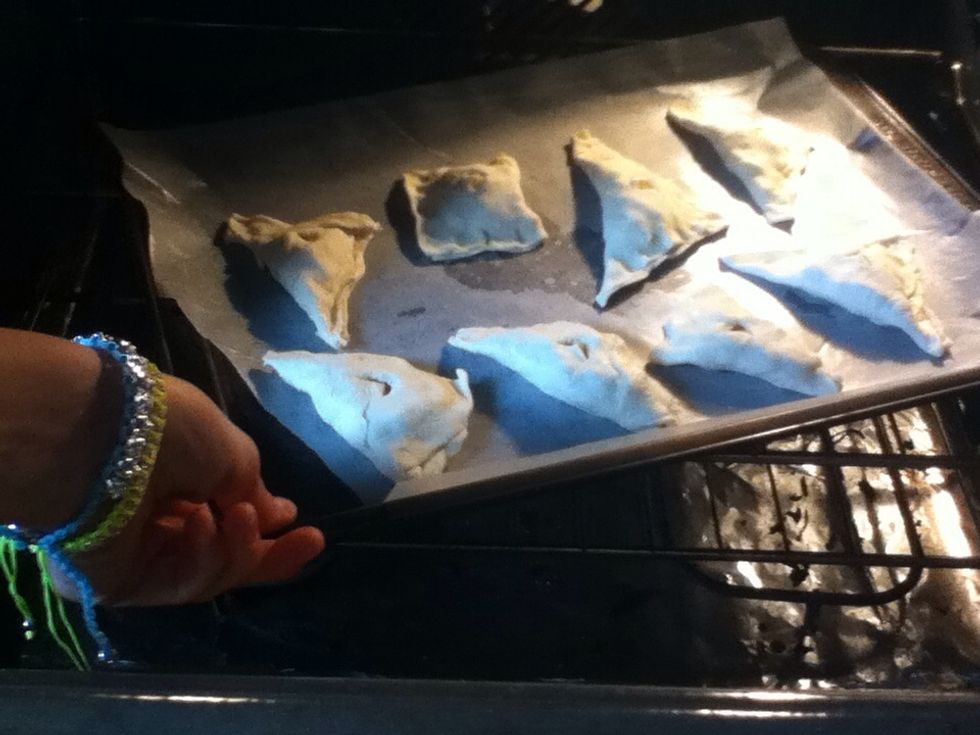 Bake for approximately 25 minutes, until the turnover's crust is slightly golden