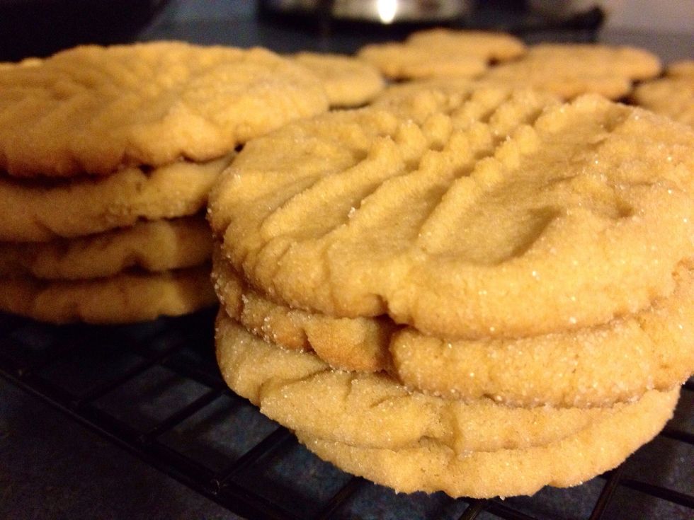 Bake for approximately 7 minutes at 375 degrees. I pull mine before they are golden because I like my cookies to stay soft. Cool on a wire rack.