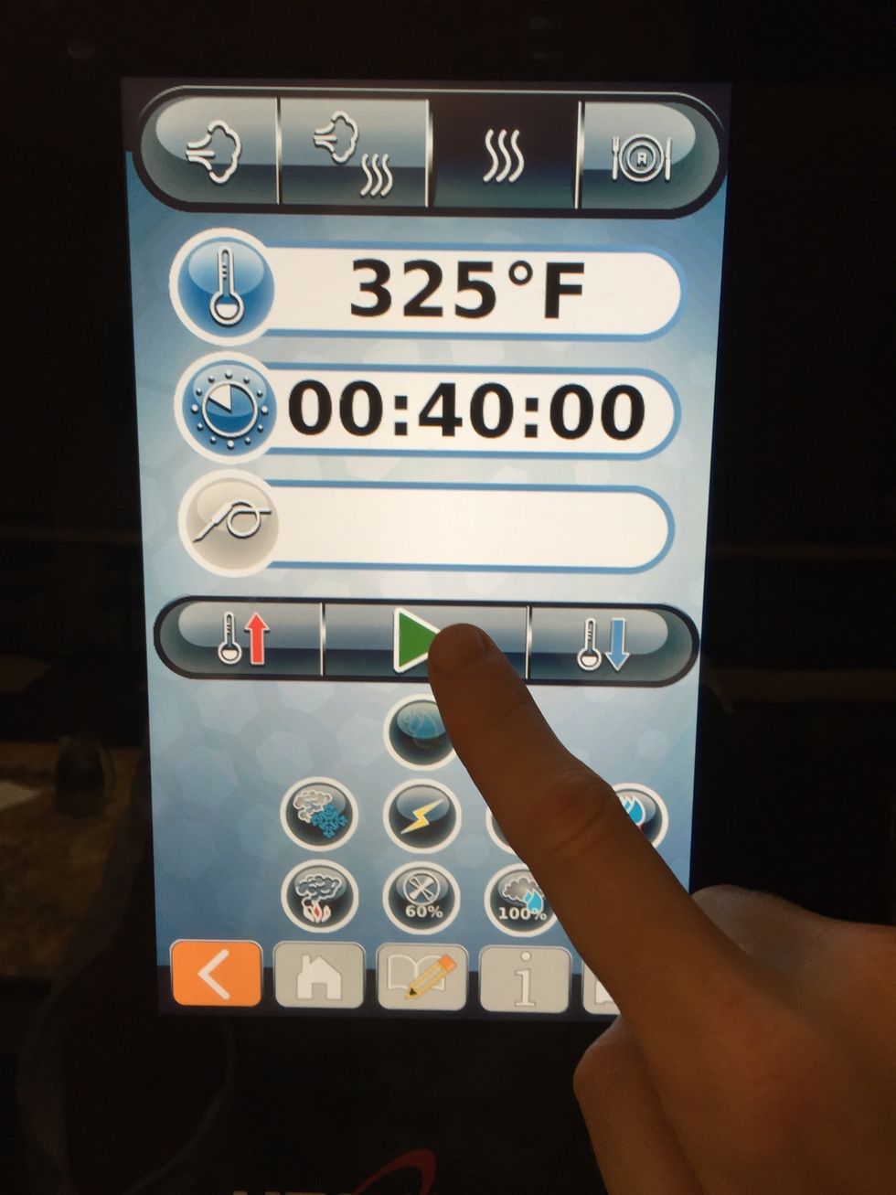 Bake in convection mode at 325F (163C) for 40 minutes.