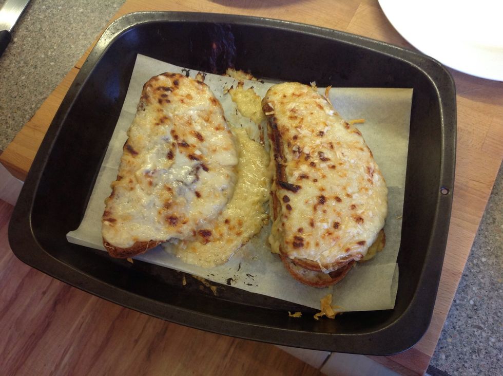 Bake in oven for about 12-18 minutes then grill/broil till they look like this