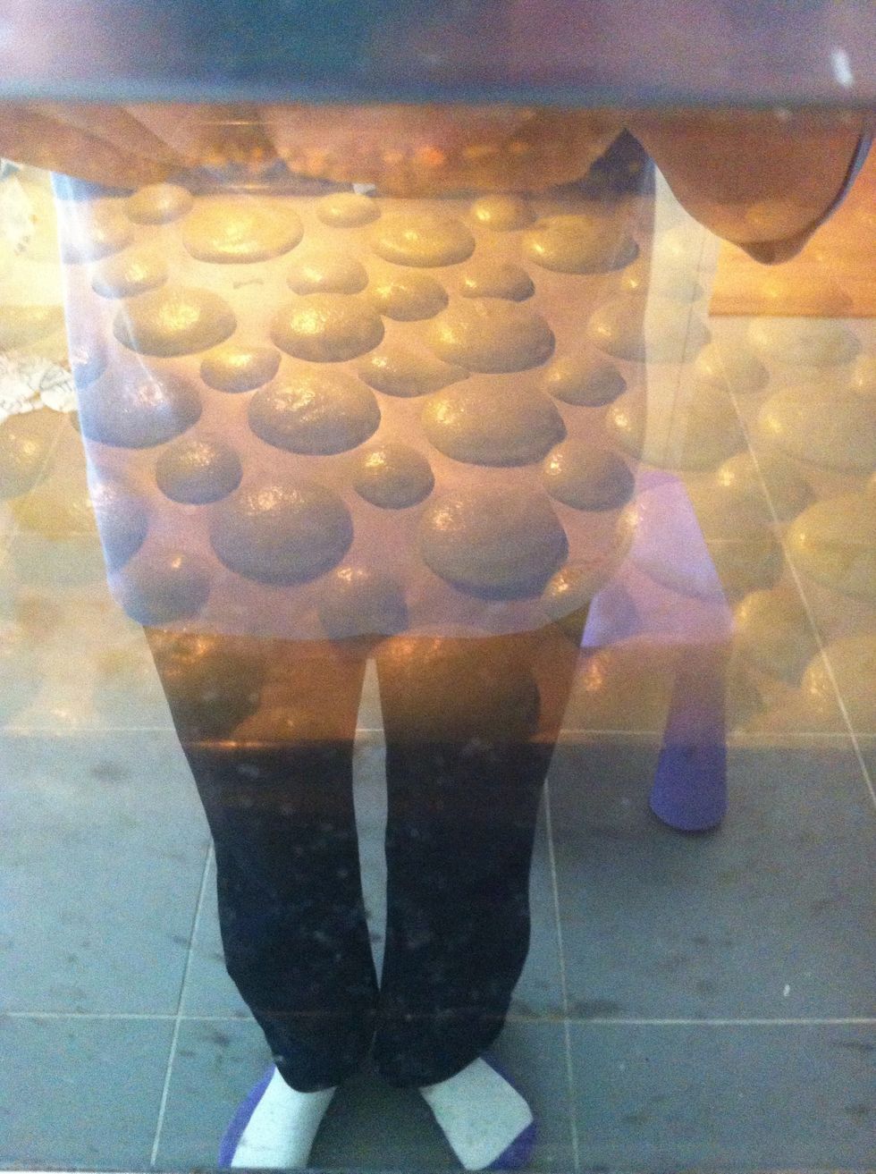 Bake in preheated oven for 12-15 min. Keep an eye on them and don't let them get brown. Tap the top of a macaron with a wooden stick to test if it's dry. If hollow sounding, it is done.