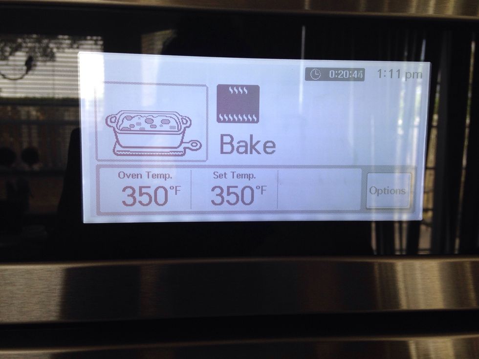 Bake in preheated oven for 40-50 minuets or until a toothpick inserted into the center of the cake comes out clean.