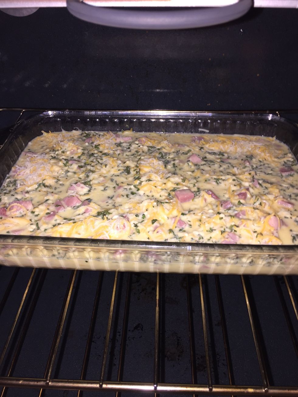Bake in preheated oven until a knife inserted near the center comes out clean