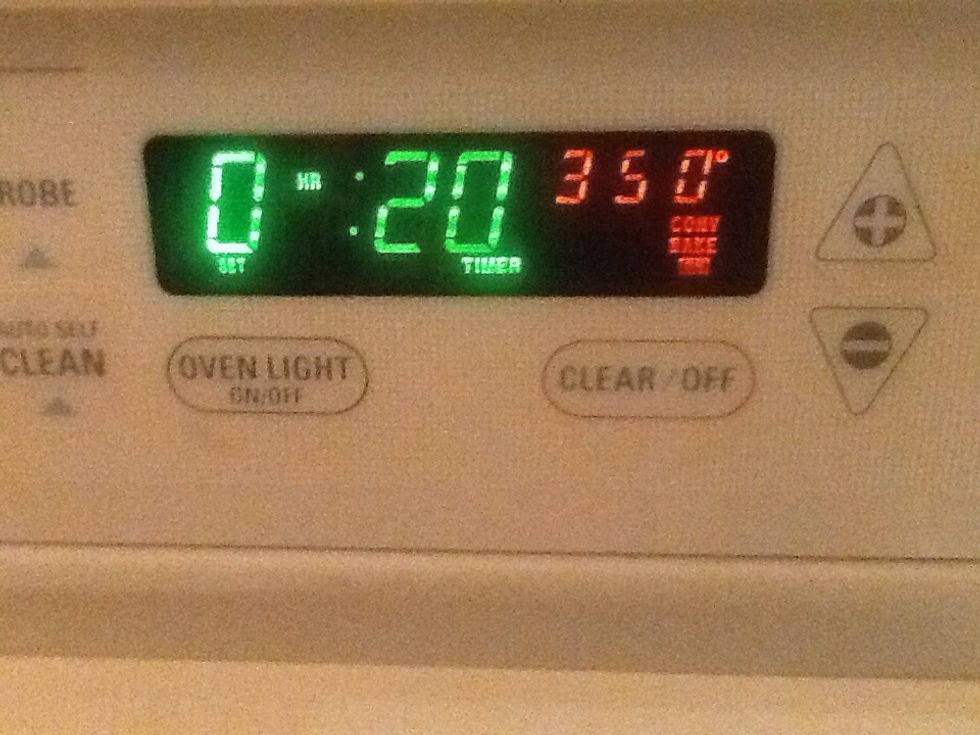 Bake in the oven at 350\u00b0 for 20 minutes.