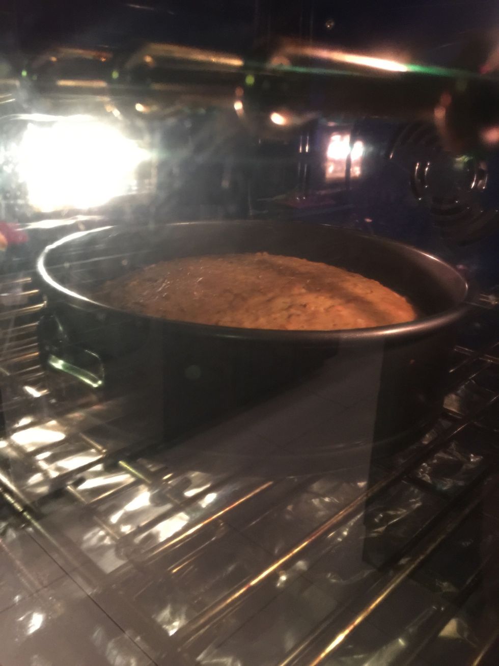 Bake in the oven at 350\u00b0F for 40 to 45 minutes or when a toothpick comes out clean.