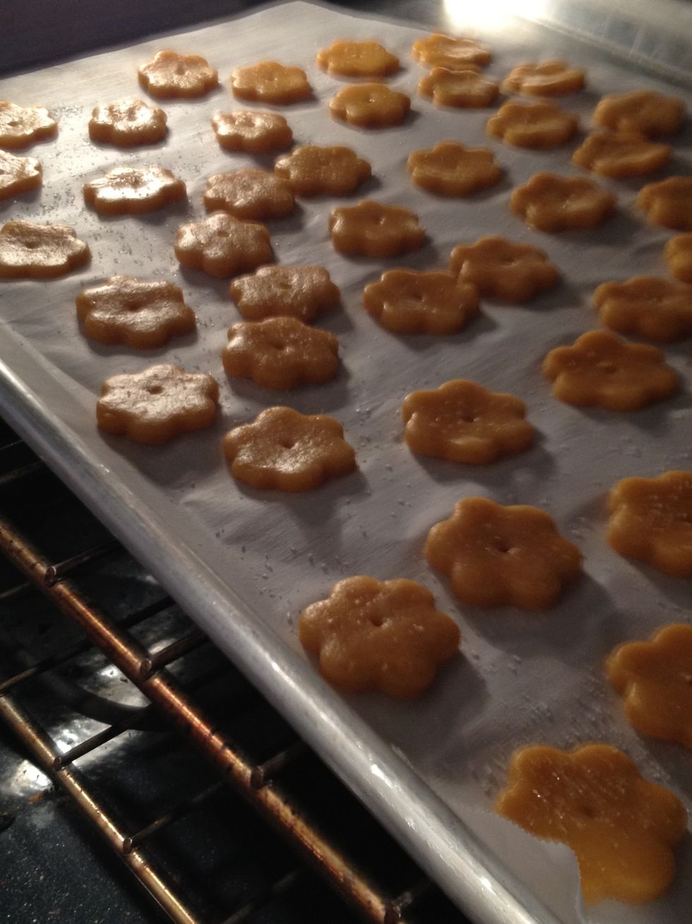 Bake in the oven at 375 for 12-14 min.. On the parchment