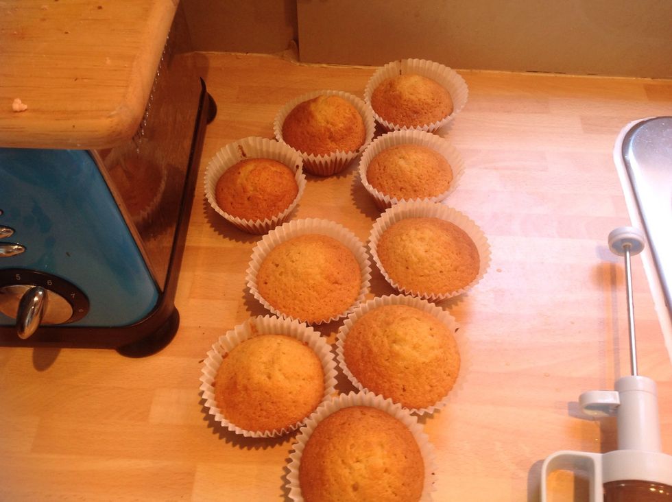 Bake in the oven for 15-20 minutes until golden and a skewer comes out clean when inserted into one of the cakes