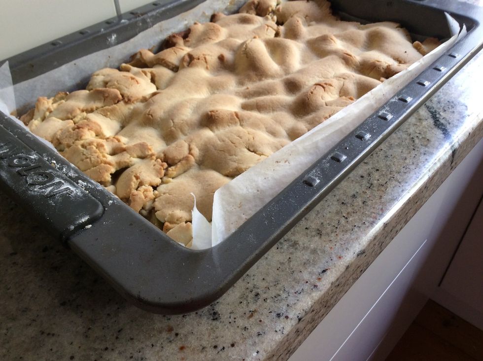 Bake in the oven for 20 to 30 minuets (depending on how it looks) at 175 degrees.