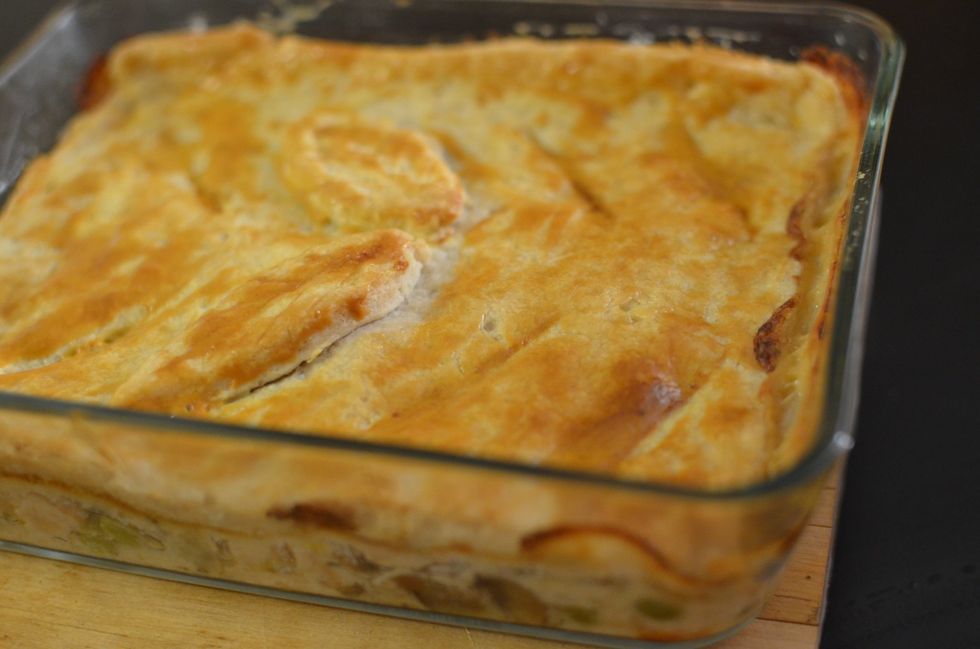 Bake in the preheated oven for 30 minutes, or until pastry is golden brown and filling is bubbly.