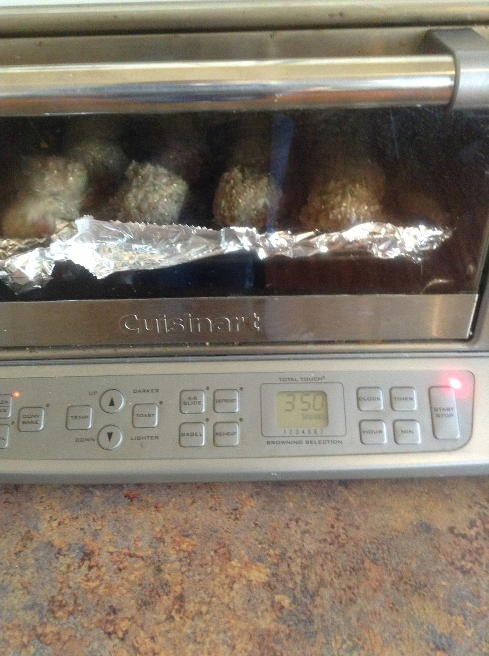 Bake meat balls at for 10 minutes in the 350* oven