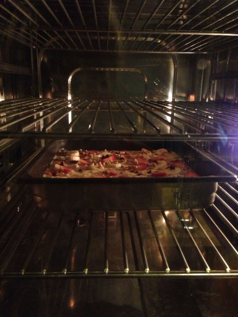 Bake oatmeal uncovered.