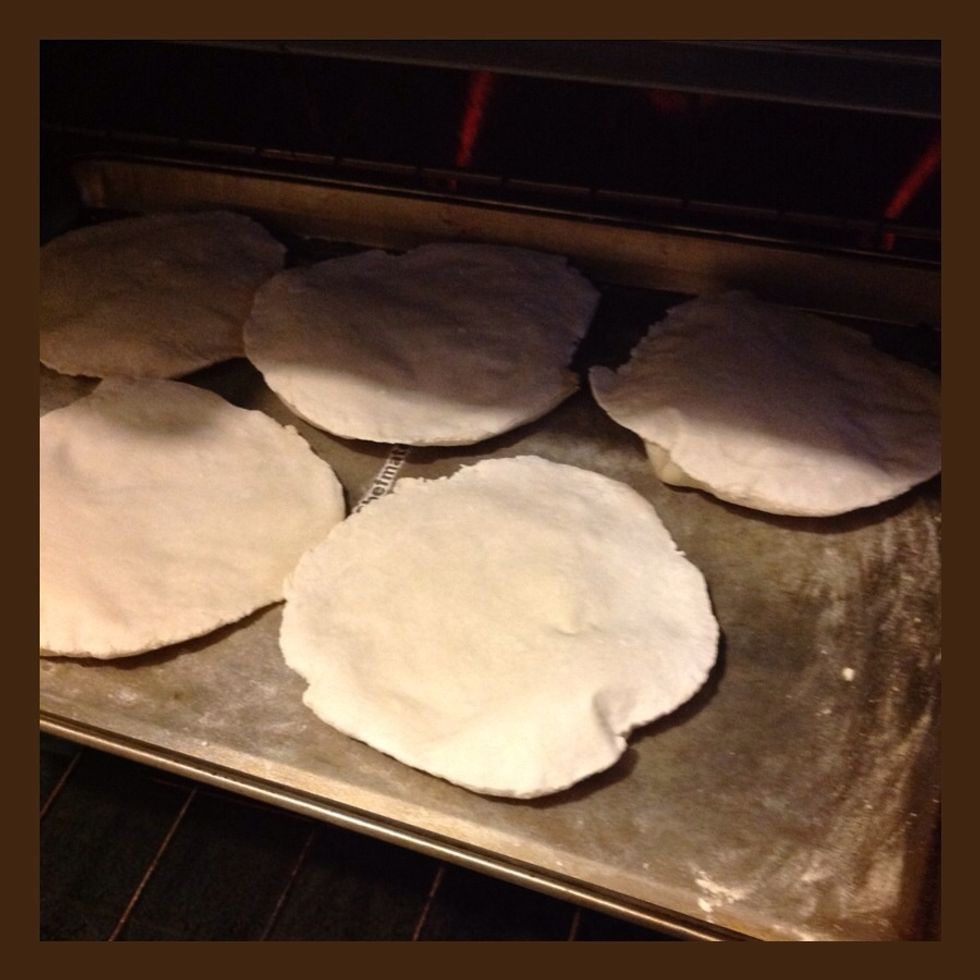 Bake on high heat. 425 degrees for 7 minutes. Flip over and bake another 7 minutes.