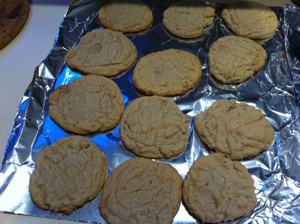 Bake one baking sheet at a time at 375F for 7-8 minutes or until set and just beginning to brown. DO NOT OVER BAKE. Cool cookies for 2 minutes on baking sheet. Remove cookies to cool completely.