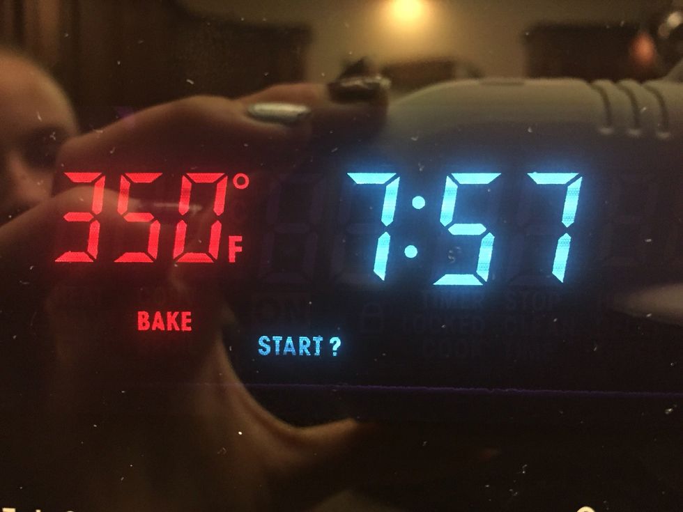 Bake potatoes, uncovered in oven at 350\u00b0 for about 30 minutes.