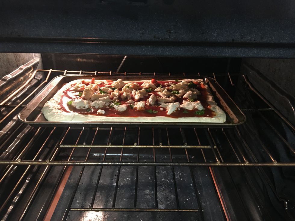 Bake, rotating the sheet halfway through, 18-20 minutes, or until cheese is melted and lightly browned and the crust is crispy.