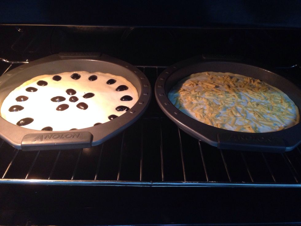 Bake the pie in a medium heat oven ( 350 )